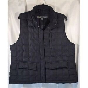 Kenneth Cole Reaction Down Quilted Puffer Vest Zip Pocket Women's Size XL Black